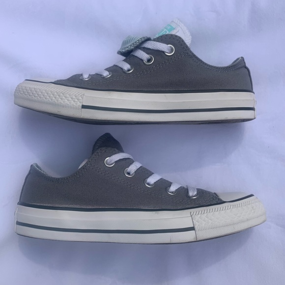 Converse All Star Chuck Taylor Double 2 Tongue Sneaker Grey Aqua Women's Size 6 - Picture 4 of 12